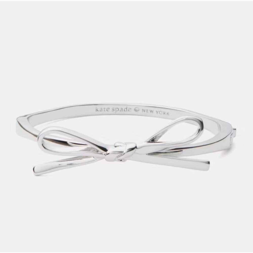 Kate Spade Skinny Mini Bow Bangle Silver Tone Bracelet